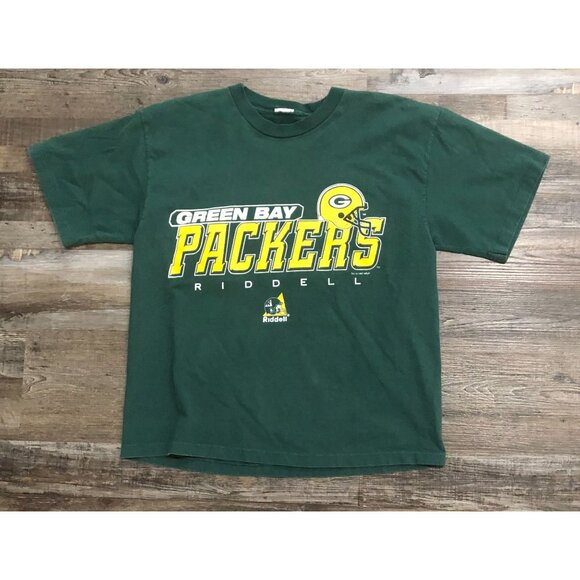 Vtg 90's Riddell Green Bay Packers Mens Medium Tee T Shirt Green - Picture 6 of 10